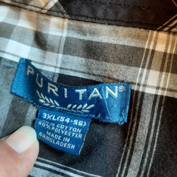 Puritan Big Man 3XL Short Sleeve Button Shirt Plaid - Picture 2 of 2